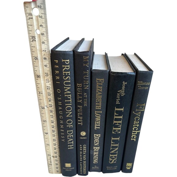 Black and Gold Decorative Books | Set of 5 Hardcover | Home Staging Prop Rental - Picture 7 of 12